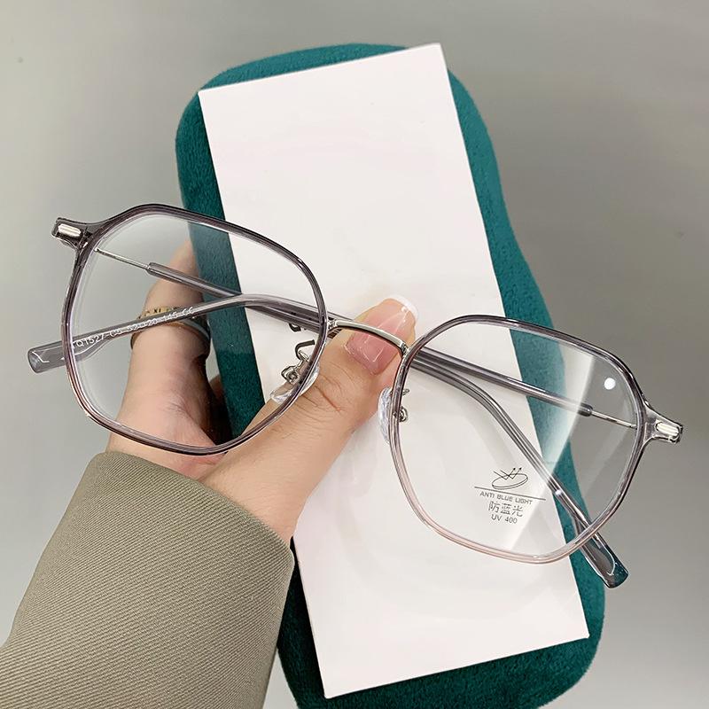 Anti-blue myopia glasses frame for women can be matched with degree plain face large frame small glasses metal frame TQ frame