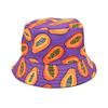 Cappello a Secchiello con Stampa Frutta Papaya per Donne Uomini Estate Viaggio Outdoor Protezione Solare Cappelli da Pescatore Moda Frutta Decorato Panama Hip Hop