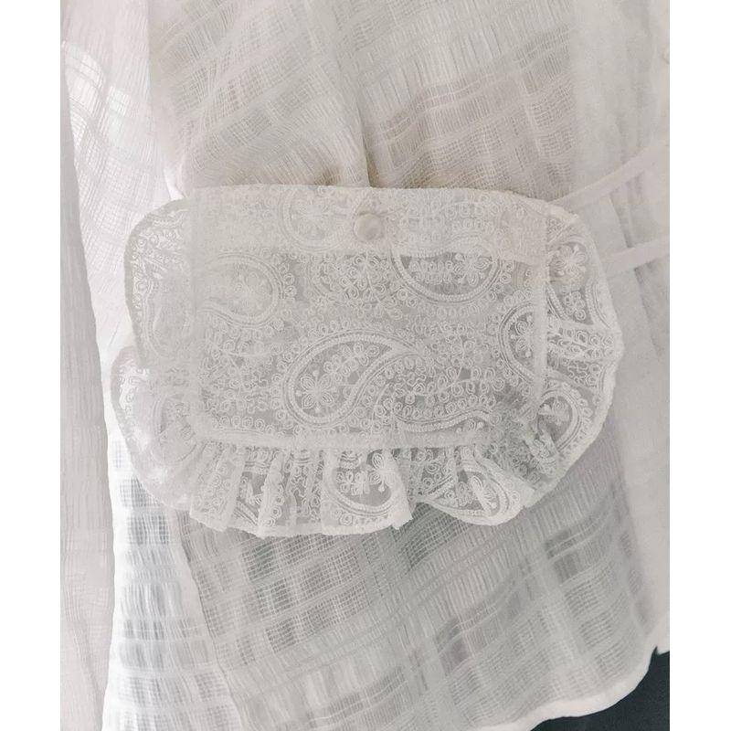 

South Korea Special-Interest Design Lace Lace Waist Bag Transparent Bandage Dress Shoelace Small Bag Sweet Cute Small Object Pocket White
