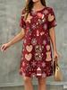 Fashion 3D Print Summer Dress Loose Casual Short Sleeve O-Neck Mini Dress