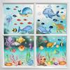 Ocean Theme Window Clings Watercolor Sea Animal Glass Stickers Under The Sea Party Window Decals for Home Office Party Decor