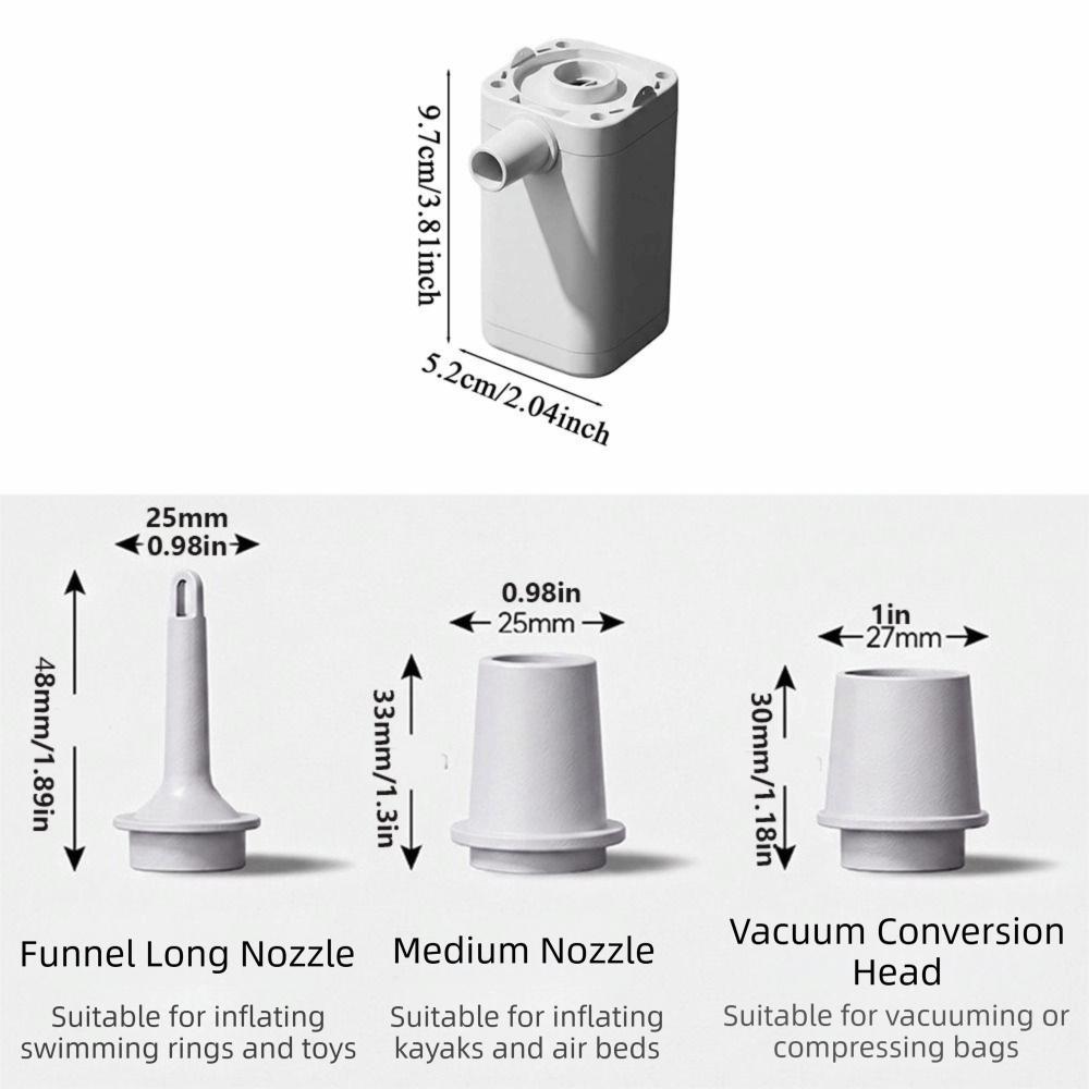 With 3 Nozzles Electric Air Pump Rechargeable Compression Bag Vacuum  Pump  Garden Patio Backyard