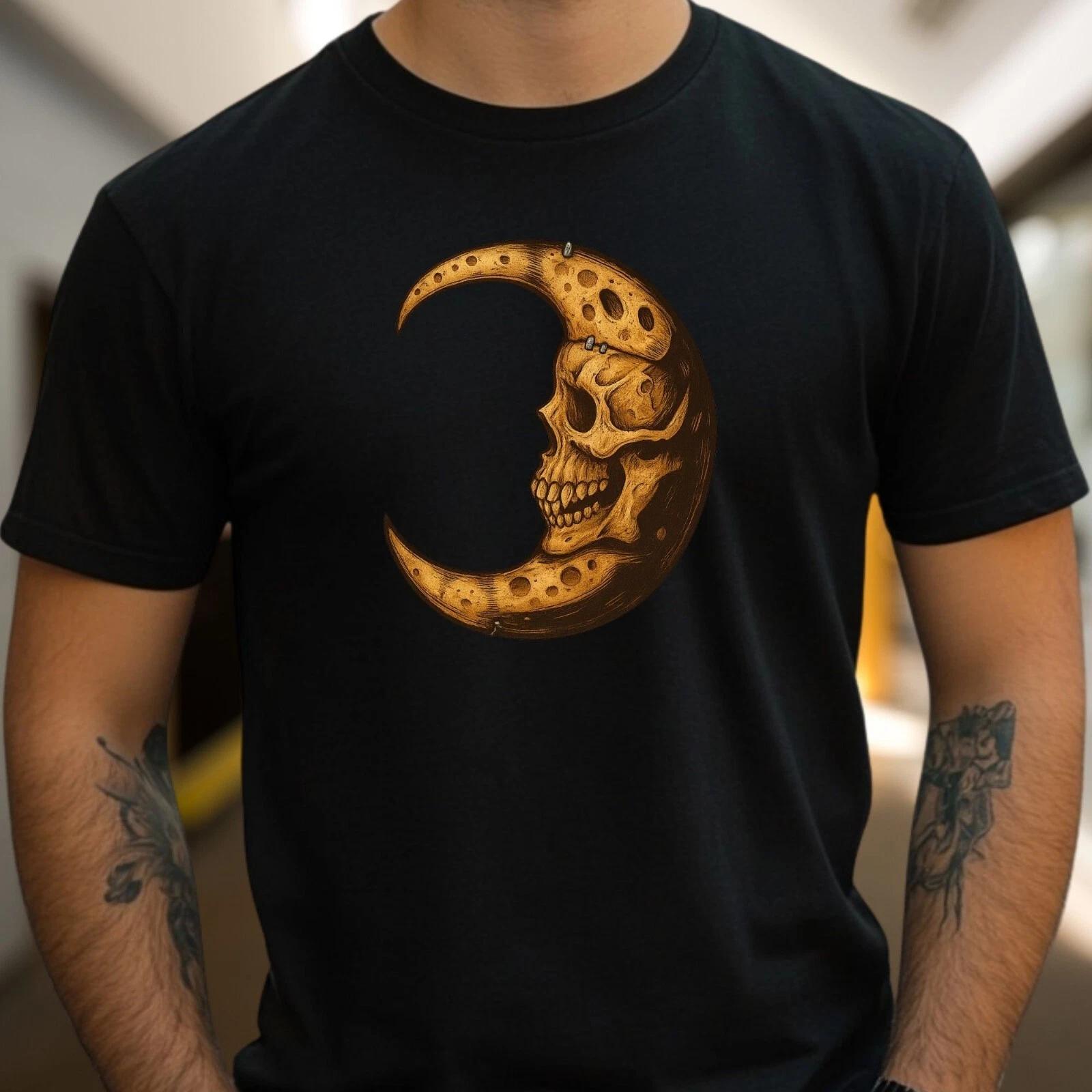 T-Shirt Herren Schädel Mond Motiv Baumwolle Größe S bis 5XL XS
