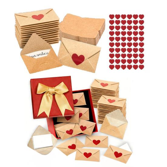30/60 Stück Mini-Liebesbotschaften DIY Kleine Karten Herz-Aufkleber Liebesbotschaft mit Umschlägen Valentinstag Romantisch