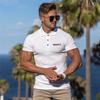 Muscleguys Men's Gym Clothes Summer Workout Comfortable Short-sleeve Printed Knitted Shirt Fashion Casual Polo Shirt Polyester