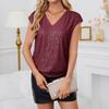 Short Sleeve Sequin Tops For Women V-Neck Sparkly Tank Tops Dressy Glitter Top Blouses