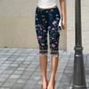 Women's Slim Fit Printed Cropped Pants with Pleated Detail Elastic Waistband and Mid-Calf Length Suitable for Casual Wear and Outdoor Activities