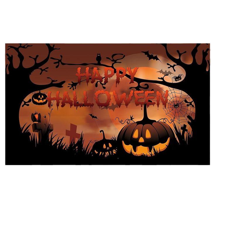 VIKAMA Halloween Backdrop Pumpkin Bat Spider Graveyard Banner Indoor Outdoor Party Wall Photo Booth Decor