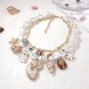Trendy personality Baroque imitation pearl ceramic alloy conch shell and other pendants double stacked women's necklace