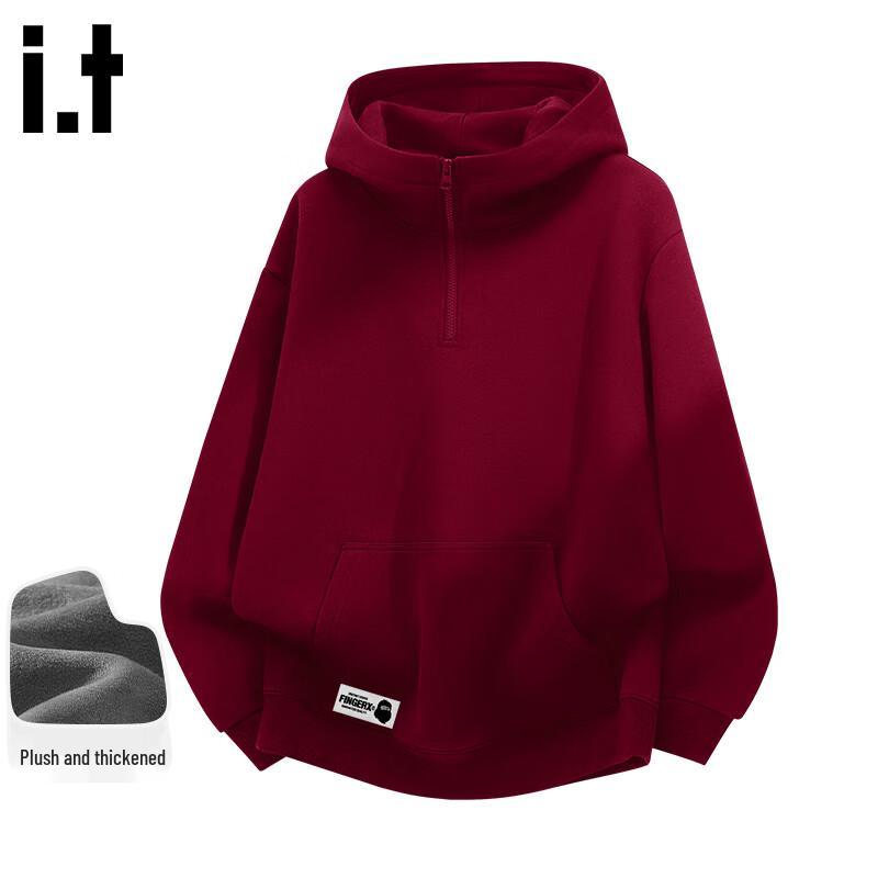 Fingercroxxit Fleece Lined Half-Zip Hooded Sweatshirt