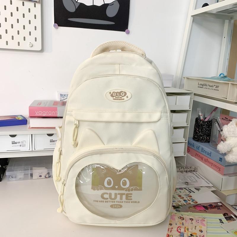 Solid Color Middle School Student Schoolbag Girls Cute Large Capacity Backpack Women Travel Backpack