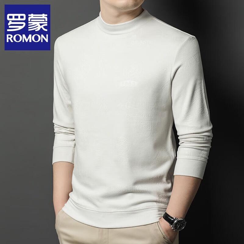 Romon Men's Printed Crewneck Long Sleeve Casual Top