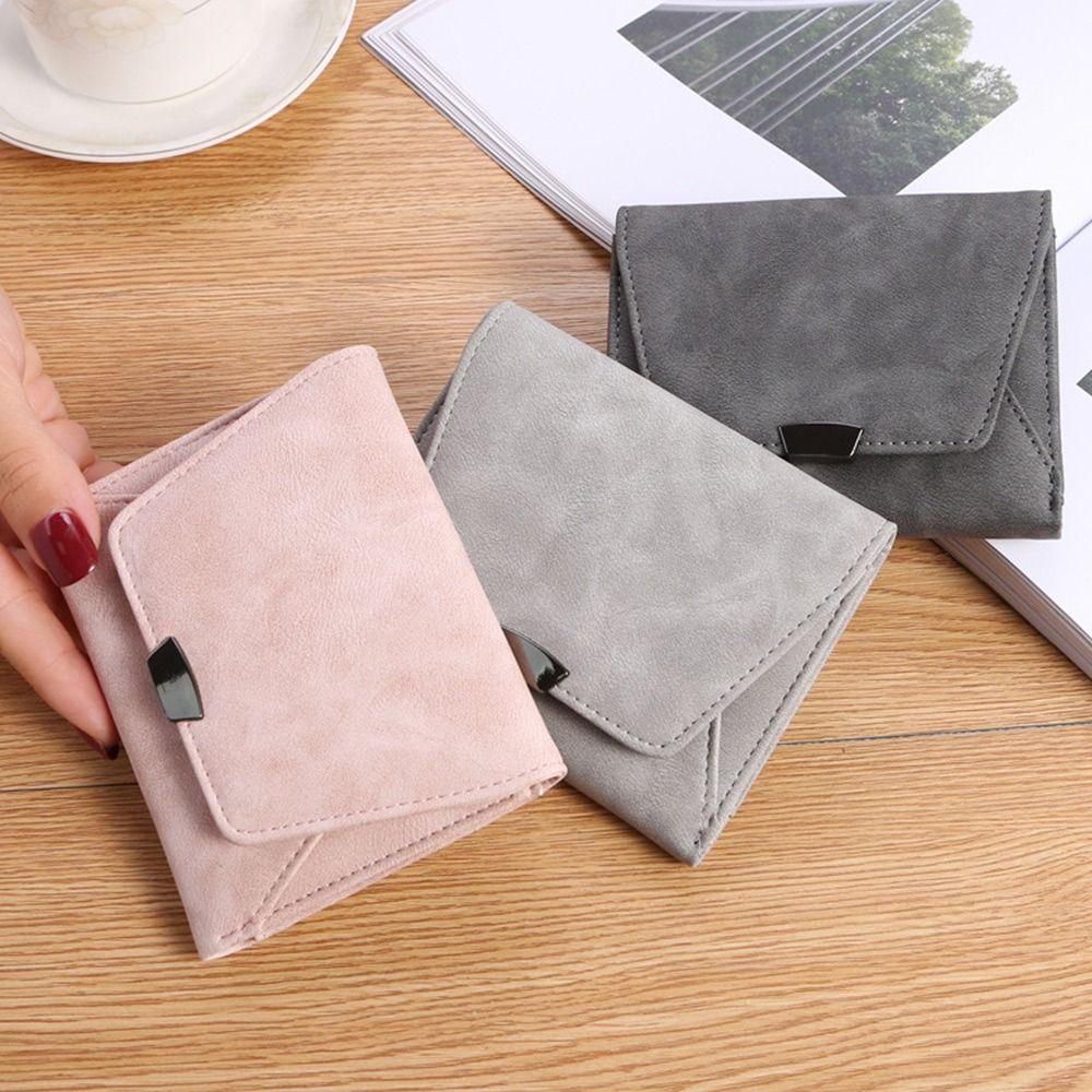 Buy Fashion Cute Small Zipper PU Leather Short Wallet Card Holder Coin Purse at affordable