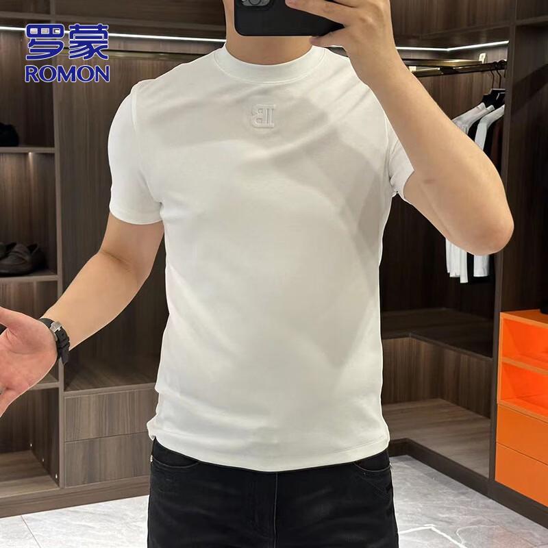 ROMON Men s Solid Color Short Sleeve T-Shirt 2XL белый