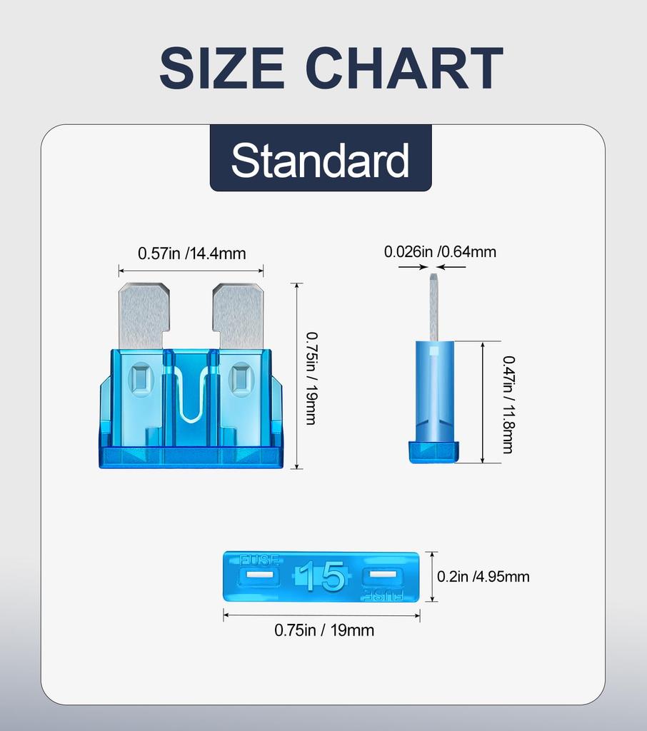 JOREST 25 Stück Auto-Sicherungen, Für Auto/LKW/Motorrad (2A 3A 5A 7,5A 10A 15A 20A 25A 30A 35A 40A), Standard Flachsicherung