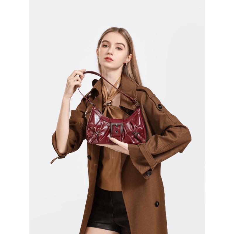 

Маленькая квадратная сумка на одно плечо, женская новая повседневная сумка подмышку бордовый