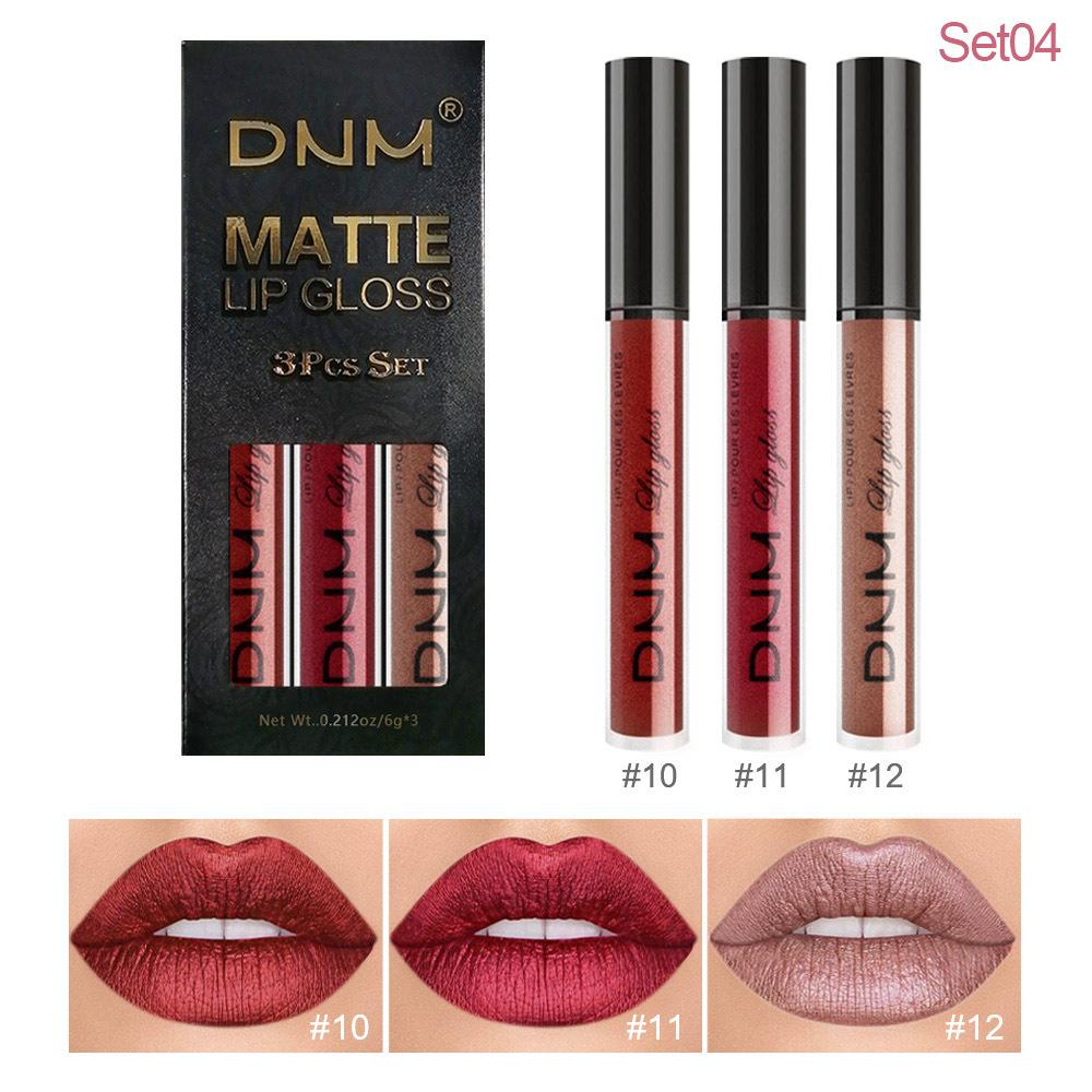 3-teiliges Lipgloss-Set mit 3 Farben, nicht abfärbend, wasserfester Lippenstift, mattes Finish