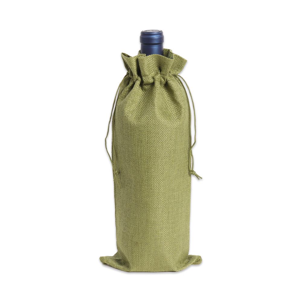 Multicolor Burlap Wine Gift Set with Drawstring Bag