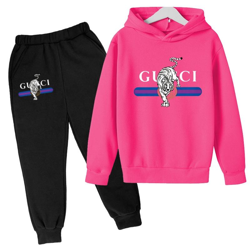 Children New Tiger Print Hoodie Clothes Autumn Winter Casual Long Sleeve Pullover 2pcs Top+Pants Brand Girl Boy 3-12Yrs Coat Set