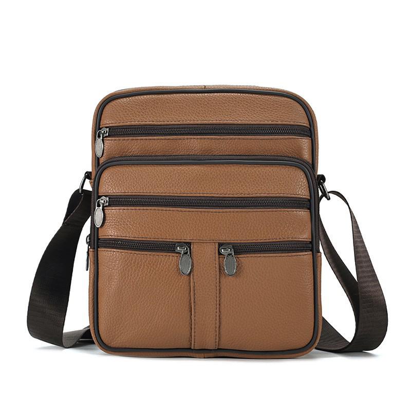 Férfi Eredeti Bőrből Készült Függőleges Oldaltáska - Nagy Kapacitású, Felső Réteg Marhabőrből, Alkalmi Kültéri Válltáska