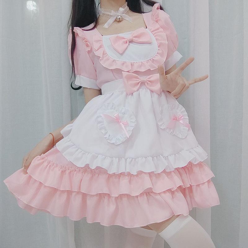 Dámský kostým služky Sladké gotické lolití šaty Anime Cosplay Kostým Zástěra Šaty Uniformy Nadměrná velikost Halloweenské Sexy Kostýmy