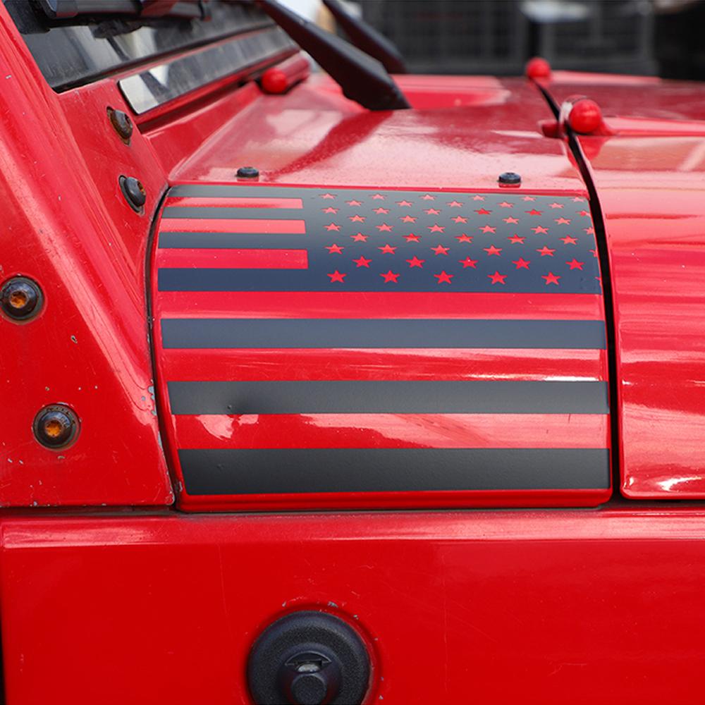 Car A-Pillar Guard Engine Hood Cowling Cover Wrap Angle Decoration Stickers for Jeep Wrangler JK 2007-2017 Exterior Accessories