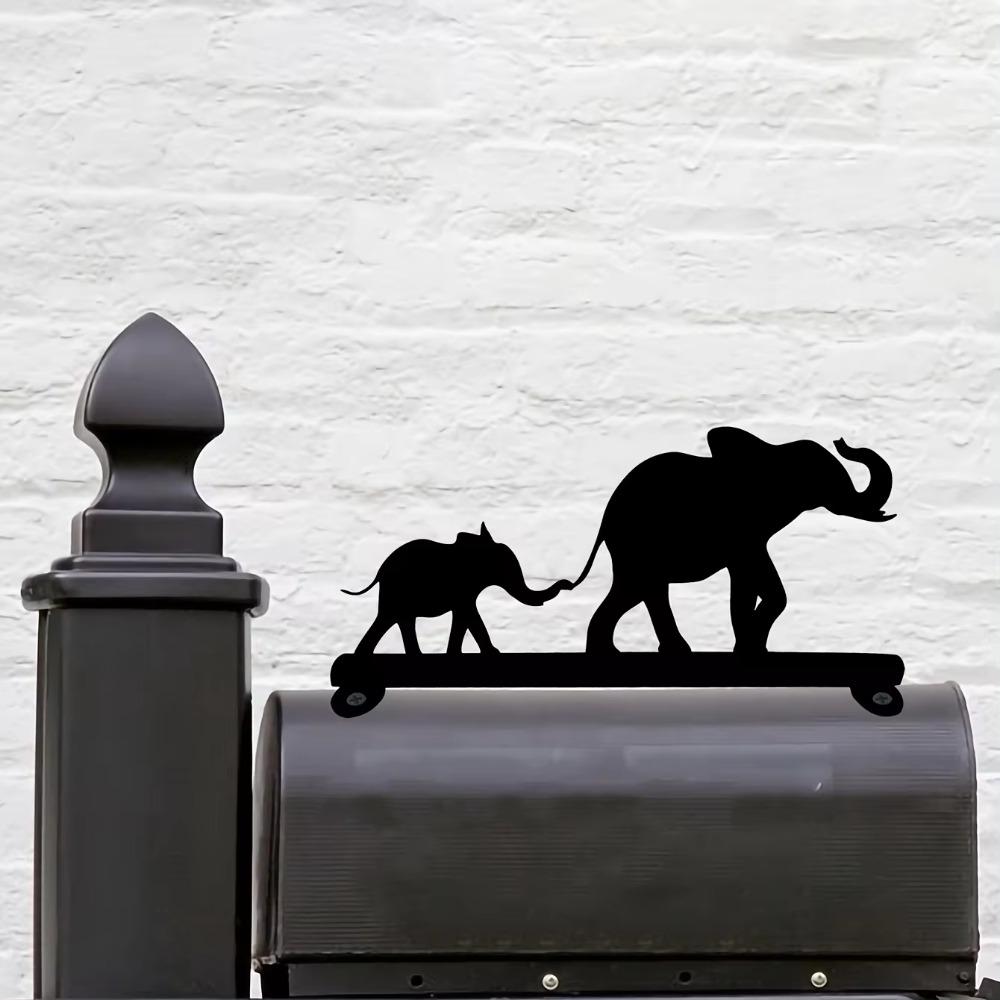 1 Stück Elefant mit kleinem Elefanten Eisen Silhouette Briefkasten Dekoration Dekorative Beschilderung für Briefkasten. Entzückende Briefkastendekoration