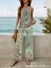New European and American women's clothing spot explosion sleeveless casual double-layer vest plus pants set two-piece set