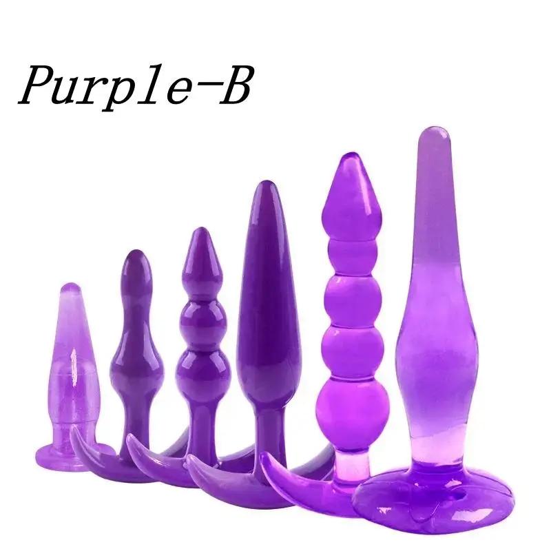 Anal Plug 6pcs Funny Butt Plug Backcourt Waterproof Silicone Comrades Adult Products Combination Set Massager Stick Training Kit