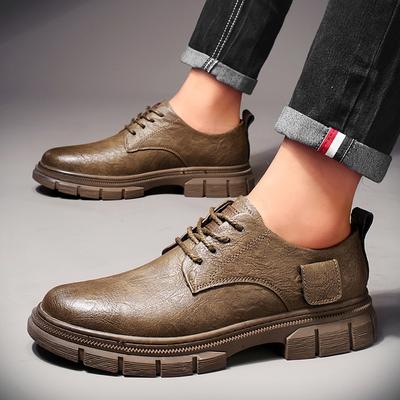 Men's Round Toe Leather Shoes Minimalist and Versatile Style Party Outdoor Casual Business Casual Men's Daily Office Work Shoes
