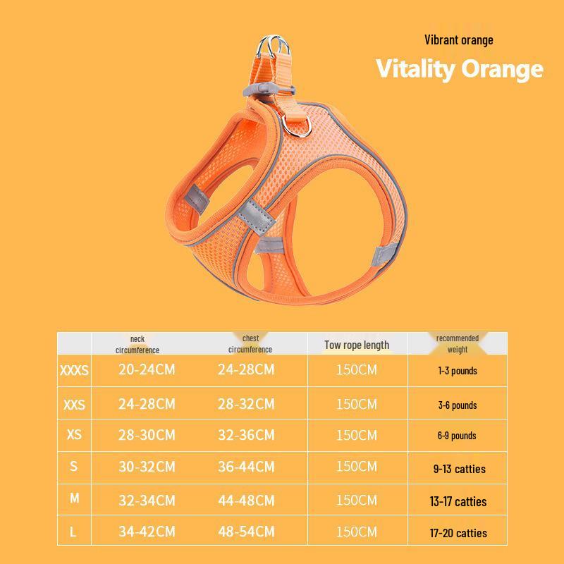 Reflective Vest-Style Pet Harness and Leash Combo