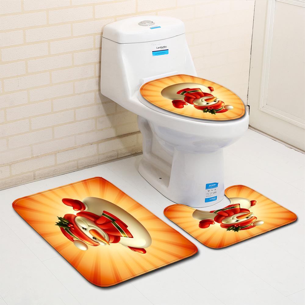 Christmas Bathroom Floor Mat Toilet Three-Piece Set