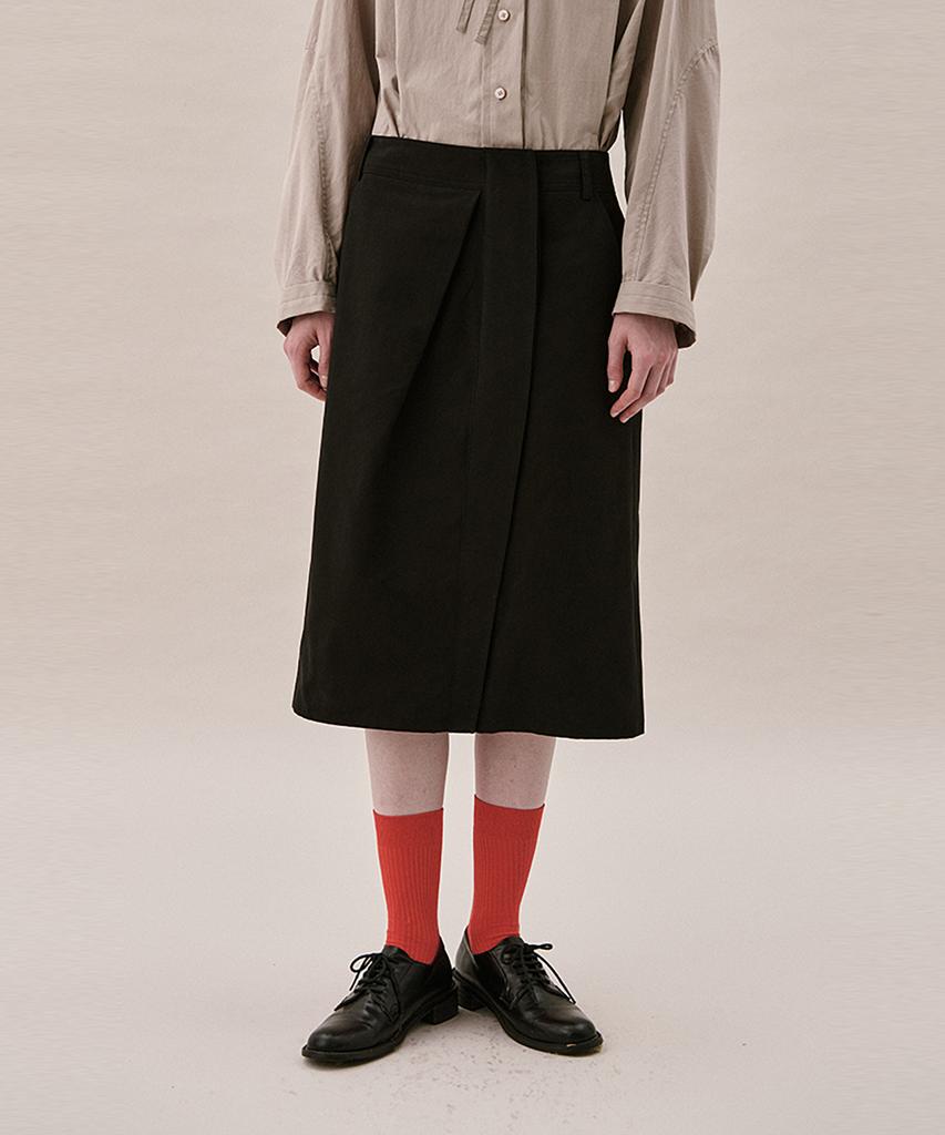 Awi Cotton Flap Skirt_Black
