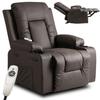 Box Reclining Massage Chair With Footrest, Dark Brown, Eco-Leather, Modern