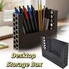 3D Printed Remote Control Organizer Black Color Honeycomb Storage Box Living Room Table