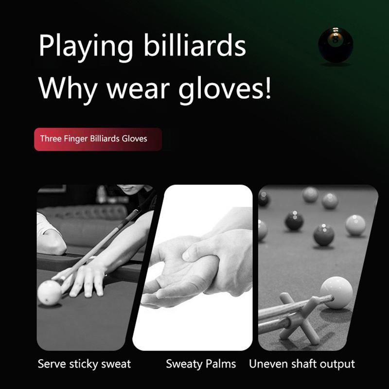 Billiards Glove Left Hand Three Finger Billiard Glove Non Slip Stickers Elasticity Billiard Training Gloves Accessories