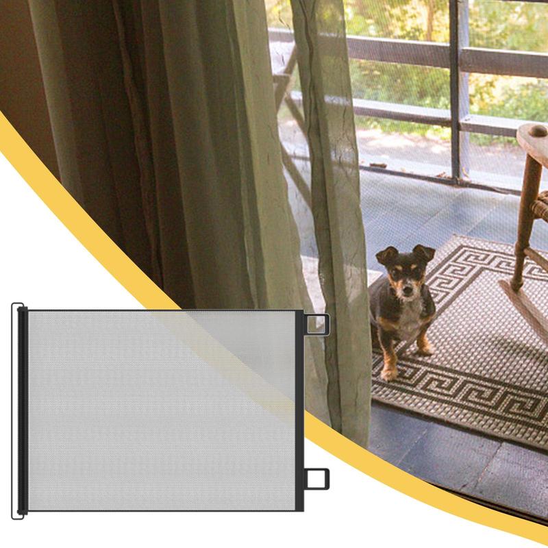 Retractable Pet Gate Safety Kids Pet Mesh Isolation Net No-Drill Cat Baffle Indoor Mesh Fence For Deck Kitchen Porch Fireplace