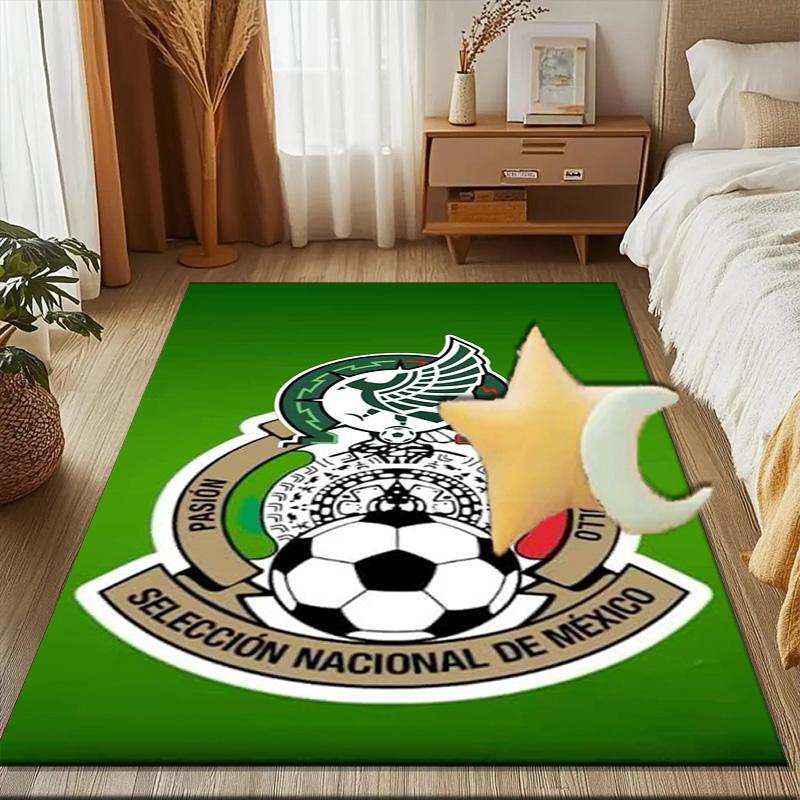 Mexico Football Crest Rug Game Carpet, Floor Mat for Bedroom Living Room Entryway Rug, Home Decor Idea Gift for Christmas birthday