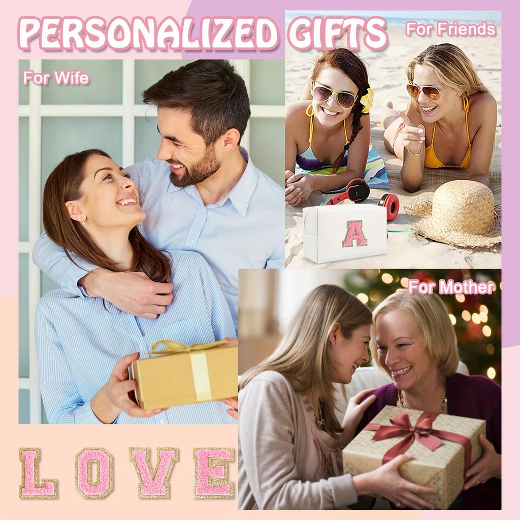 1/2PC Letter Embroidered Makeup Bags Octagonal Toiletry Bag Portable Zipper Travel Organizer Women's Handbag Birthday Gifts