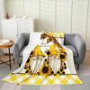 Spring Gnome Throw Blanket,Yellow Sunflowers Fleece Flannel Blanket for Toddler,Floral Truck Fuzzy Blanket,Lovely Bee GnomeDwarf