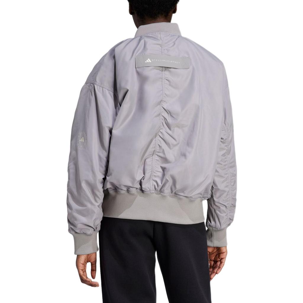 adidas X Stella McCartney Αθλητικά Ρούχα Υφαντό Μπουφάν Bomber με Λογότυπο Μπάλωμα Γυναικεία Εξωτερικά Ρούχα Περιστερόγκριζο IP1371