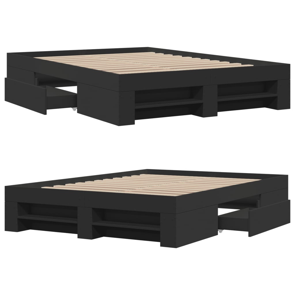Bed Frame Black 135 x 190 cm Particleboard