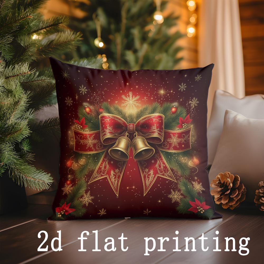 

Home Decor Christmas-Themed Pillow Covers with Festive Prints Pattern Cushion Cover Suitable for Sofa Bedroom Car Pillow Cover 16x16Inch