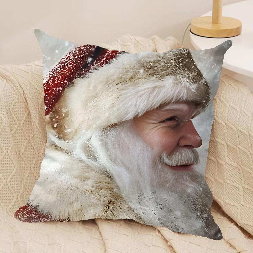 Santa Claus Christmas Cushion Cover Silky Short Plush Invisible Zipper Dustproof Sofa Pillow Case For Home Decor