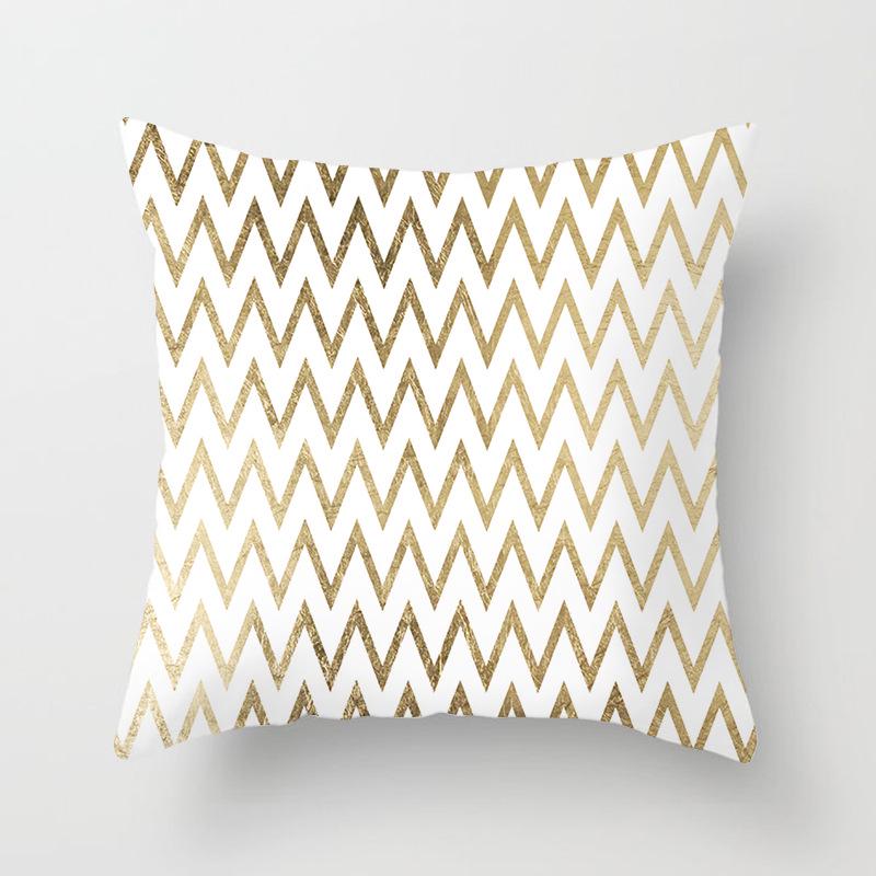 European Style Golden Geometric Print Car Pillow Cover Sofa Cushion Cover Home Furnishings