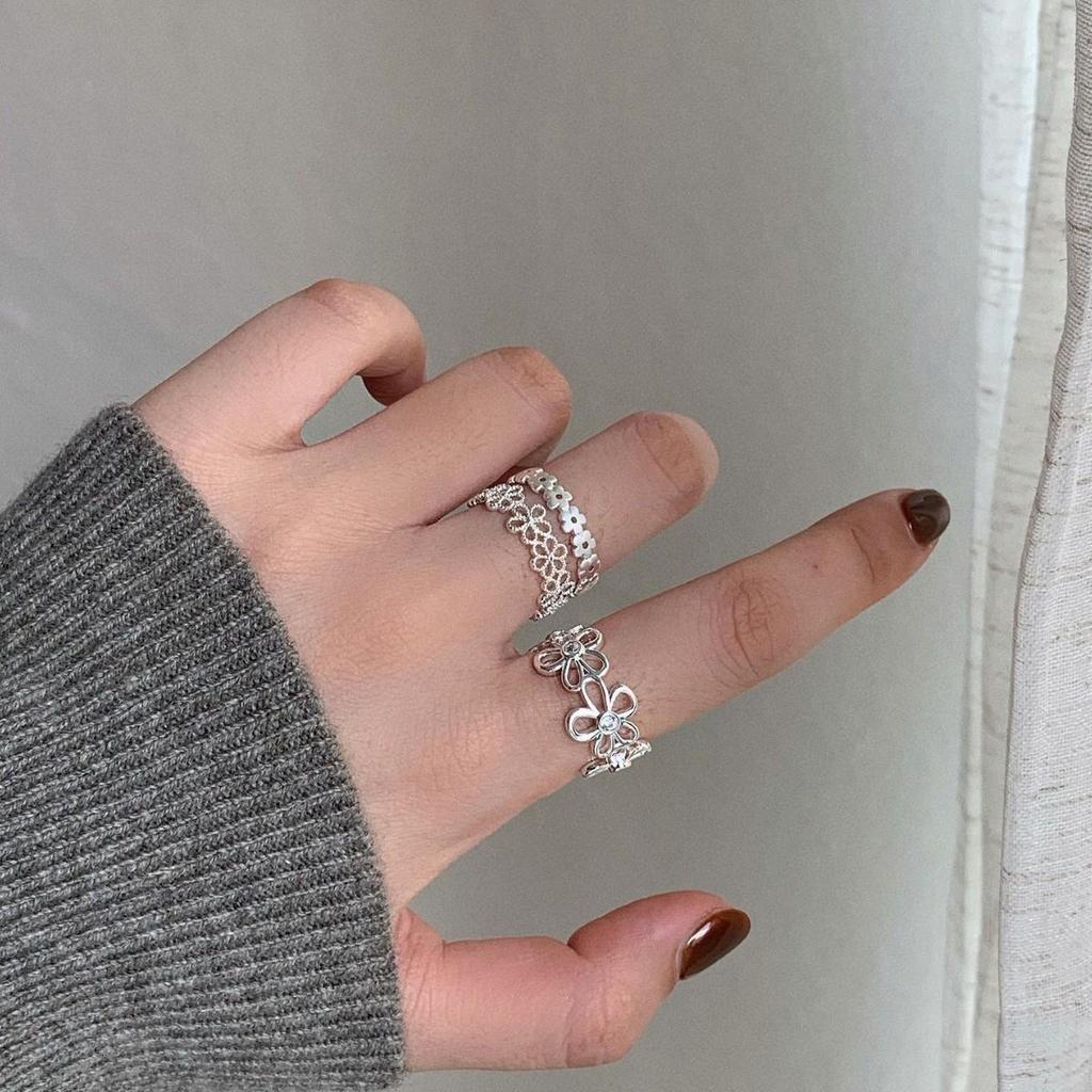 Korean Sweet Floral Open Adjustable Ring for Women - Elegant & Trendy