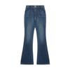 Women’s Mid‑Waist Vintage Washed Flare Jeans – Slim Fit Denim Pants – Blue Retro Style