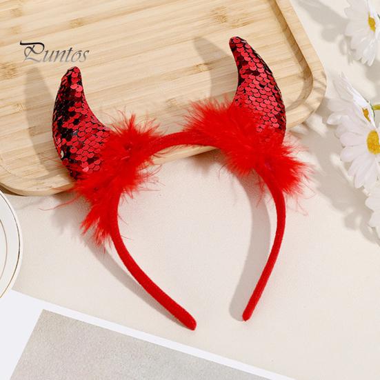 Devil Horn Decor peapael Palus kangast käsitsi valmistatud kerge elastse disainiga juukserõngas Cosplay peod Halloweeni aksessuaarid
