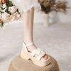 Small Size Sandals Women's Summer New Muffin Thick-soled Beach Shoes Flat-soled Woven Outer Casual Shoes