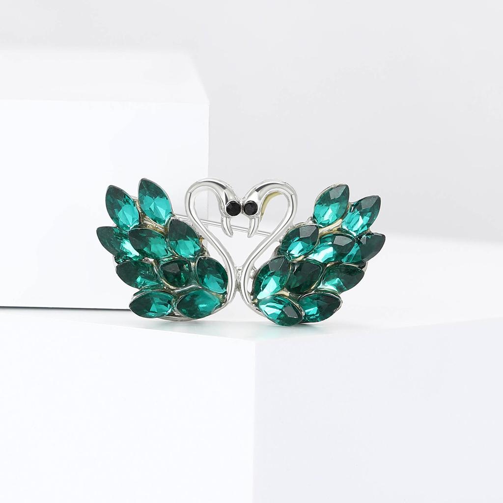 Broșă de lebădă cu strasuri din aliaj rafinat la modă, temperament elegant, costum de damă, haină, corsaj, bijuterii